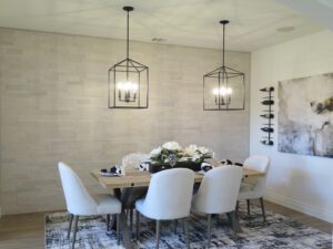 dining table with white chairs