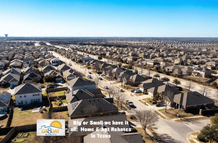Aerial view of sprawling Texas suburban neighborhood
