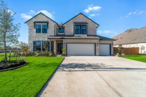 Modern two-story suburban home with three-car garage