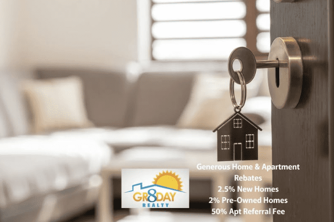 House key in lock with blurred living room